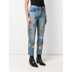 3x1 NYC Higher Ground Crop Eva Jeans Gold Floral